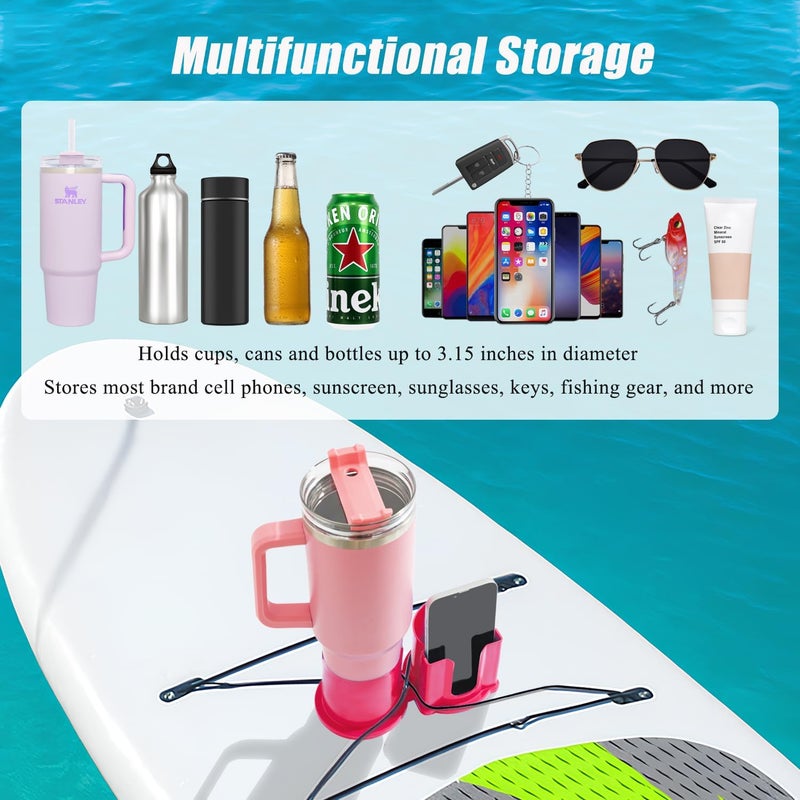 MOSZANDI Paddleboard Cup Holder, Kayak Drink Holder for Paddle Board Cup and Phone Holder, Sup Surfboards Canoes Kayak Paddle Board Accessories for Types of Cup Bottle Drink - Image 3